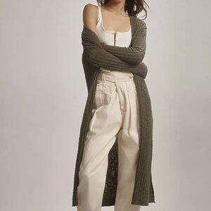 Pilcro Anthropologie‎ Womens Gauzy Distress Duster Cardigan Green NEW Size Small